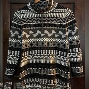Women's Krimson Klover Black & White Fair Isle Wool Sweater LARGE